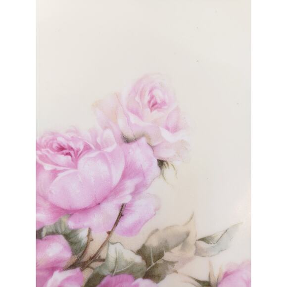 Beautiful Vintage RS PRUSSIA Red Mark Porcelain 11" Cake Plate Pink Roses Gold - Picture 6 of 9